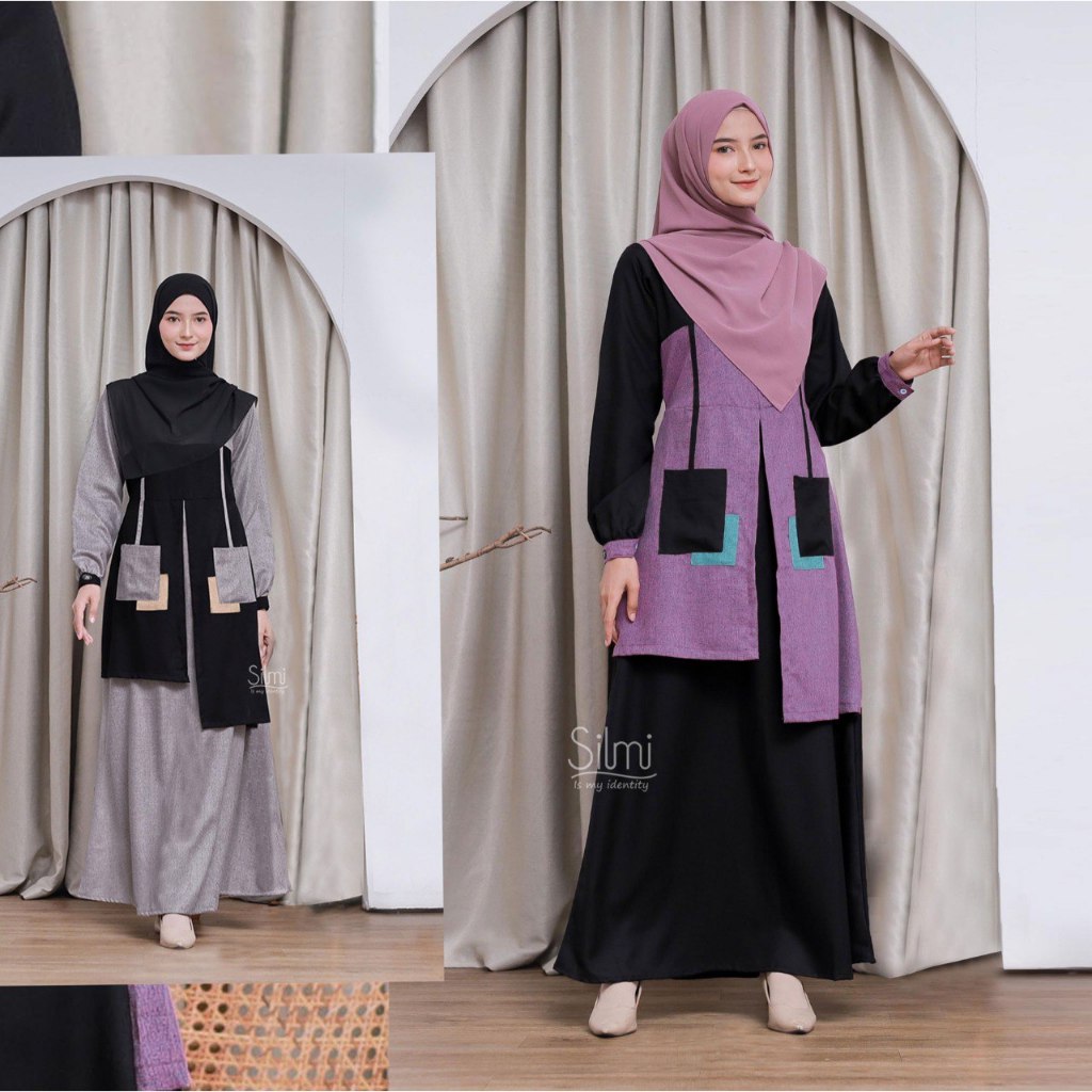 ARSILA DRESS ORIGINAL BY SILMI FASHION GAMIS BUSANA MUSLIM WANITA BUSUI BAHAN KATUN MADINAH MOTIF PO