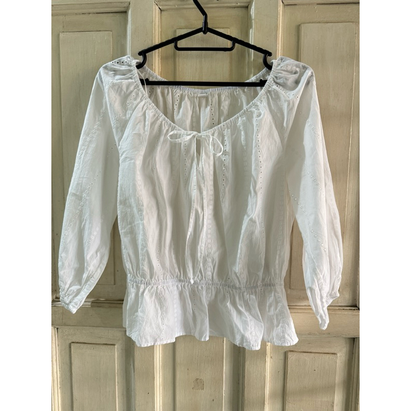 Blouse bordir | baju putih | blus putih 3/4 uniql0