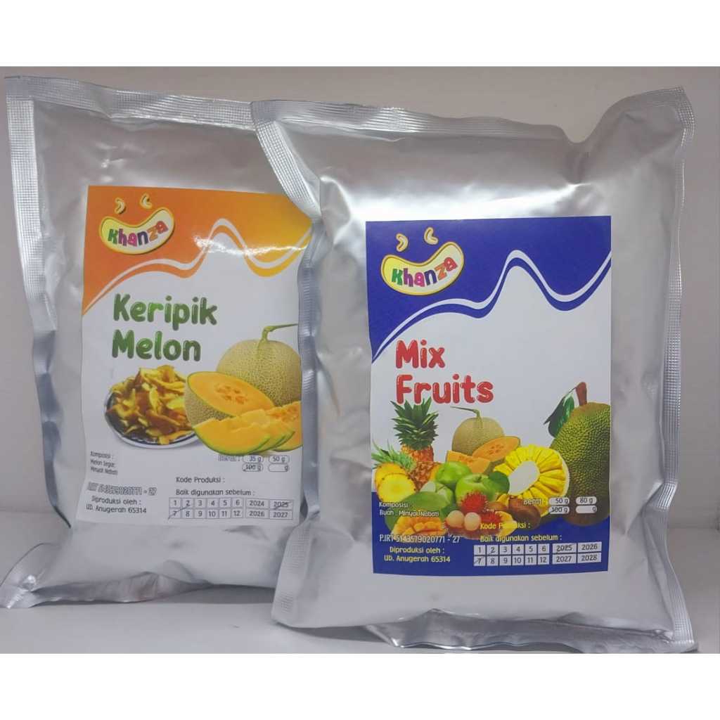 

Keripik Buah Mix dan Melon Kemasan 100Gr/Keripik Buah Khanza Buah Asli Manis dan Renyah