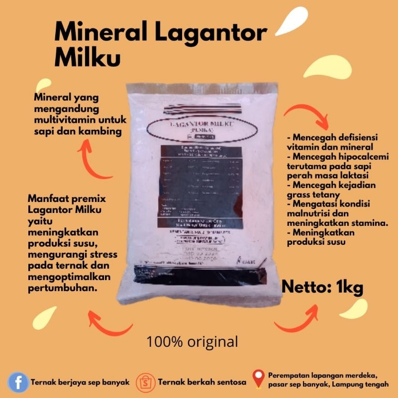 LAGANTOR MILKU 1 KG premix sapi perah pakan ternak kambing perah