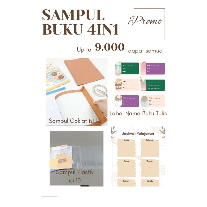 

SAMPUL BUKU 4IN1 SAMPUL PLASTIK SAMPUL COKLAT JADWAL PELAJARAN MURAH