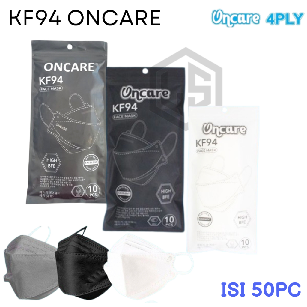 Masker KF94 4Ply Korea isi 50pc Masker Mouson isi 50pc KF94 Korea Hitam Putih Abu