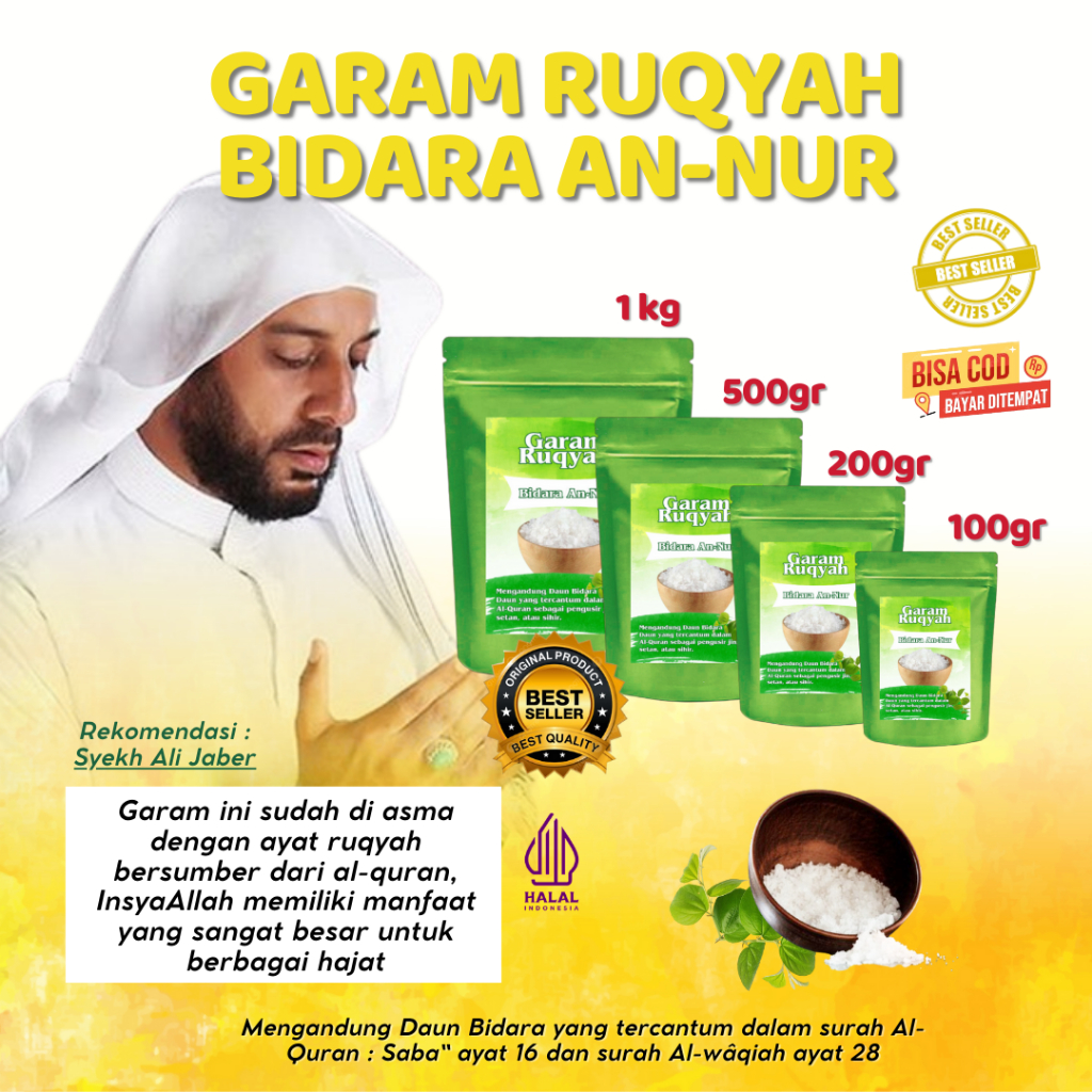 

Garam Ruqyah An-Nur 500 GRAM Pembuka Aura Rezeki, Karir, Jodoh, Usaha dan Penangkal Sihir, Pelet /Ilmu Hitam