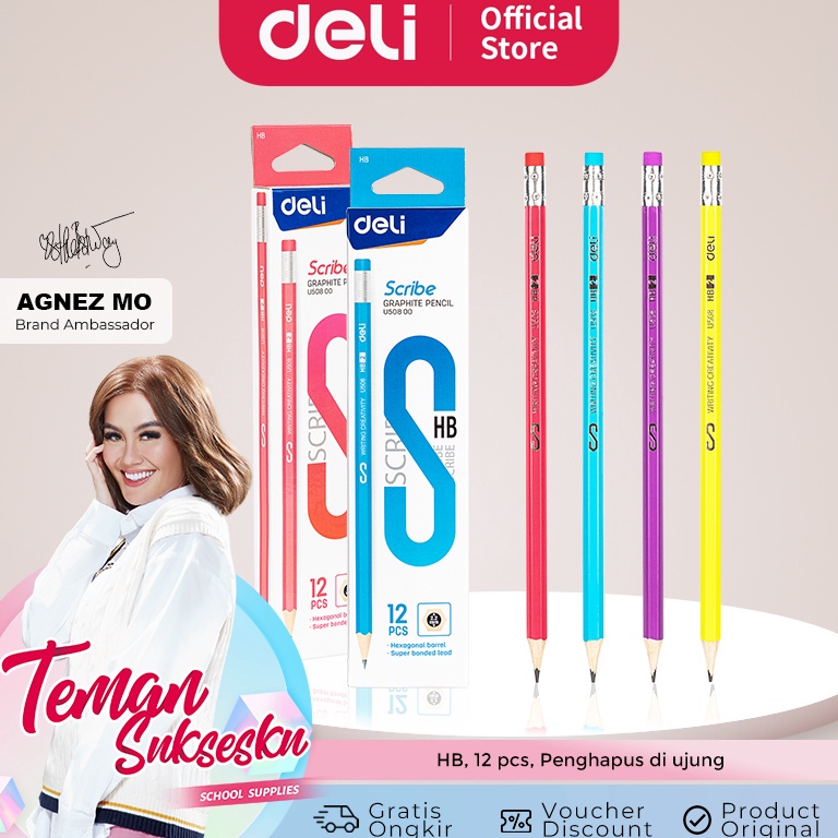 

Deli Pensil HB Graphite Pencil Isi 12 Dengan Penghapus EU58 KODE B6E5