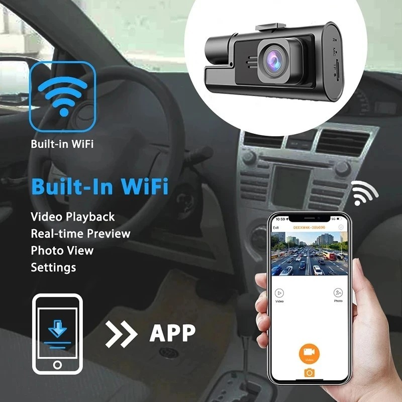 kamera mobil 3 kamera Wifi FHD layar 2 inch night vision dashcam A22
