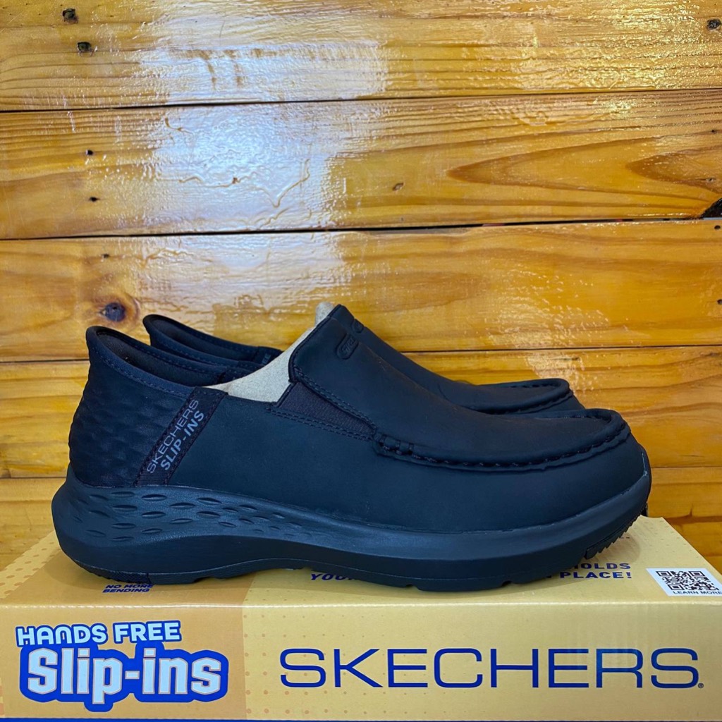 SEPATU SKECHERS PRIA SKECHERS PARSON OSWIN 204866 FULLBLACK FORMAL CASUAL RINGAN NYAMAN RINGAN MAN O