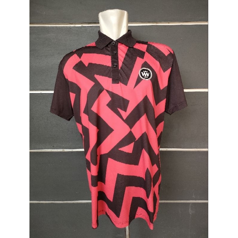 Polo shirt Kaos Polo Wiffwaff merah hitam