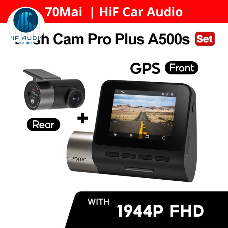 Dash Cam Mobil - 70mai A500s Set Depan Belakang - A500s + Kit