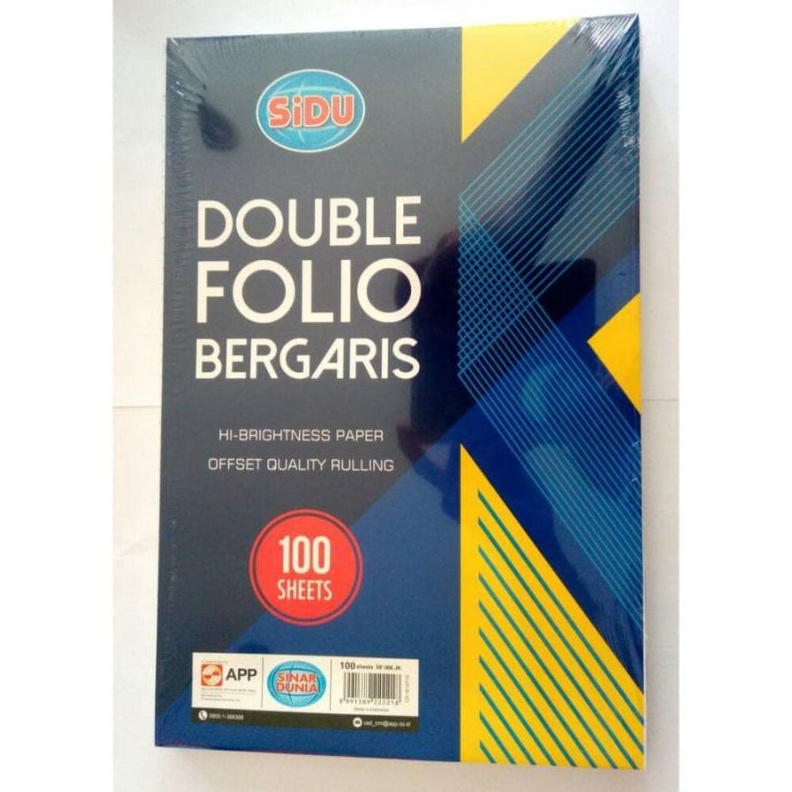

SERU Kertas Double Folio Bergaris SiduSinar Dunia Isi 1 Lembar