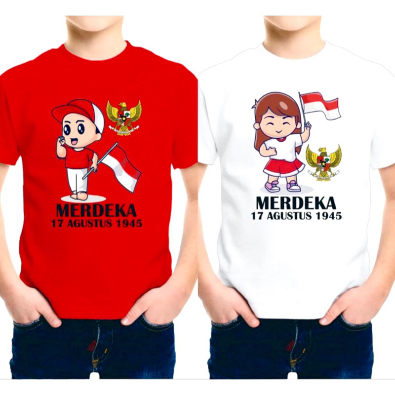 Kaos Merah Putih NKRI Bendera Merah Putih Kemerdekaan HUT RI 17 Agustus 1945 Kaos Merah Putih Size D