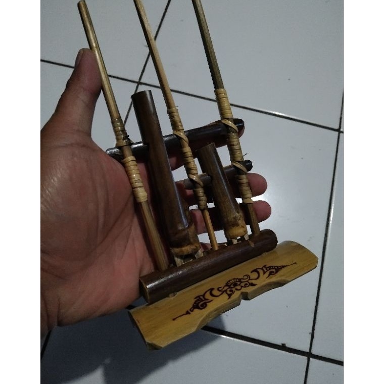 KODE C23Y ANGKLUNG DUDUK DUDUKAN MINI MINIATUR BAMBU HITAM