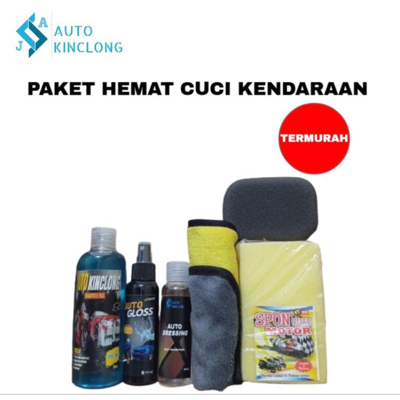 Paket Cuci Hemat Motor Mobil Glossy Doff by  Aj Auto Kinclong -