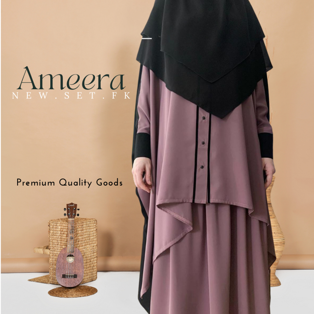 Atqia_Mart - AMEERA FK BUSANA MUSLIM ABAYA SYAR'I GAMIS SET HIJAB KERUDUNG FRENCH HIJAB ONE SET WANI