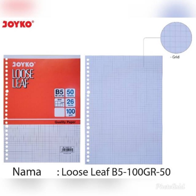 

TERBATAS Loose leaf B5 1 gram Joyko KERTAS FILE Grid Dotted POLOS