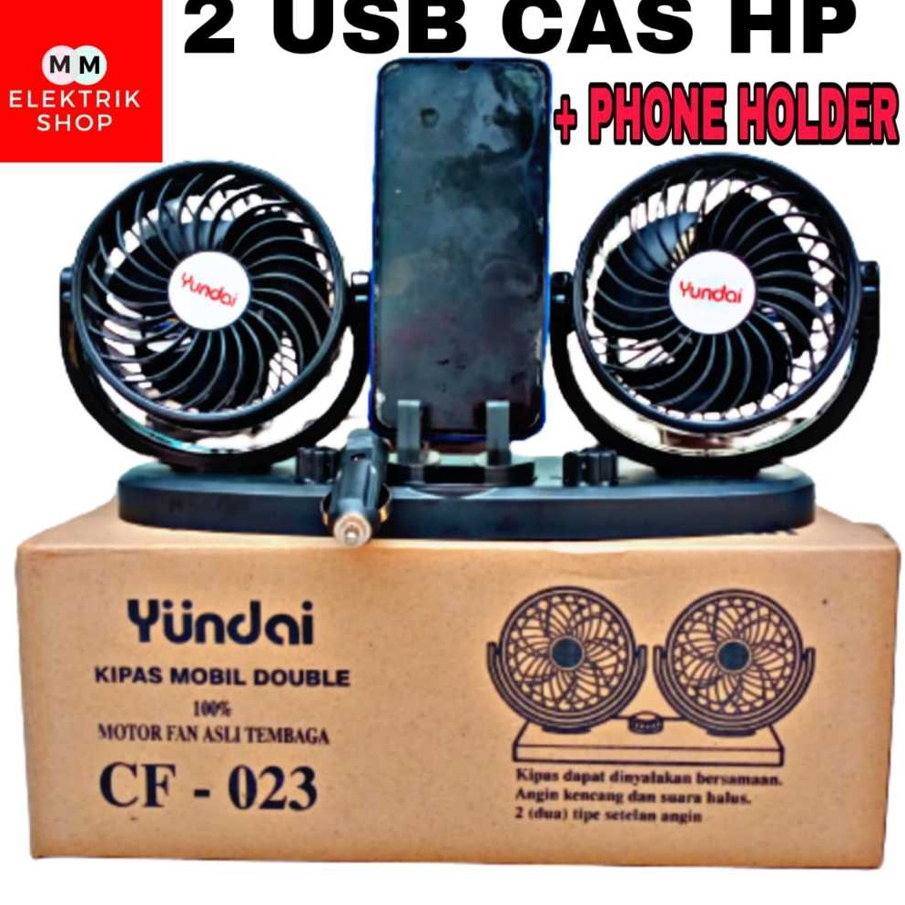 Terbaik kipas Angin Mobil 2 Usb Phone Holder 24Volt YUNDAI