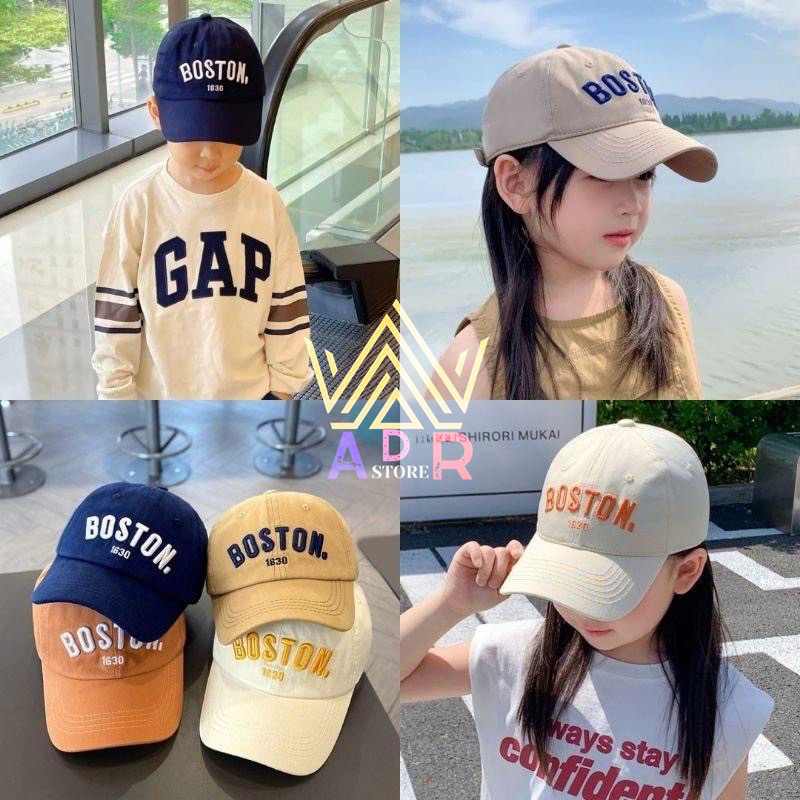 Topi Baseball Anak Laki Laki Import Topi MOTIF BOSTON Anak Cowok Topi Anak  2-8 Tahun