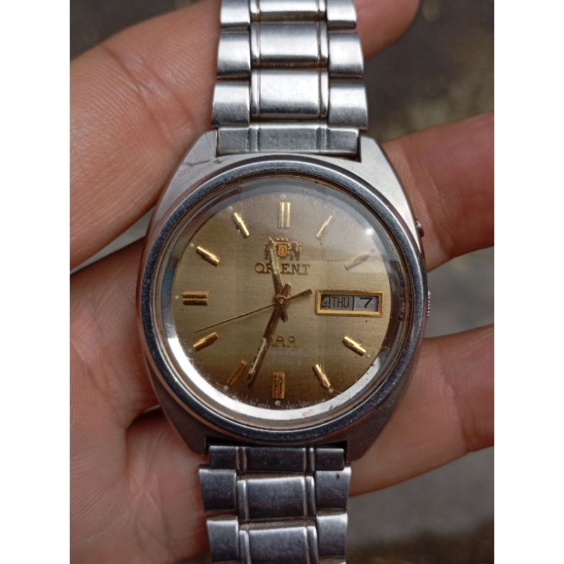 jam tangan orient AAA dial gold second bekas original