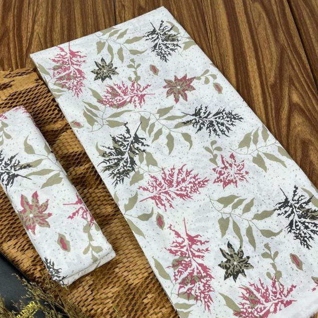 Kain Batik  Ecoprint Printing Putih 2 Meter Pekalongan Katun Halus