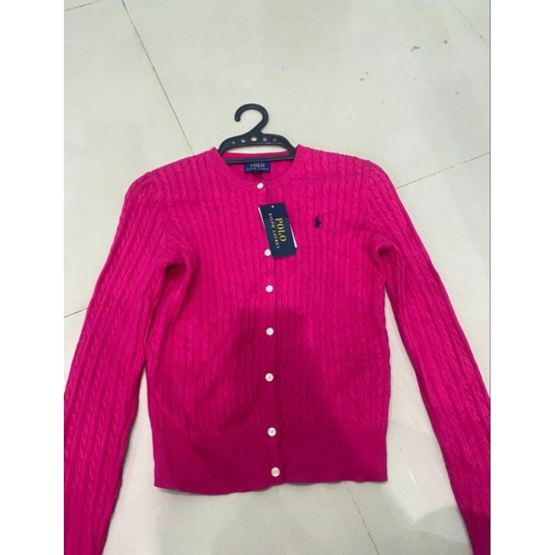 Cardigan POLO Ralph Laurent warna Fucia New Tag original size L