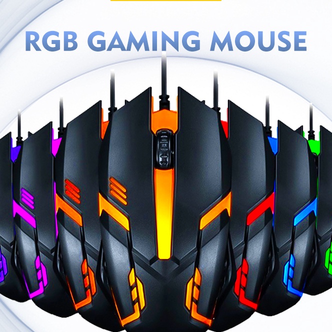 KF7 COD Viqoo Mouse Gaming Wired MG5 Black Mouse Game RGB Colorful 7 LED light