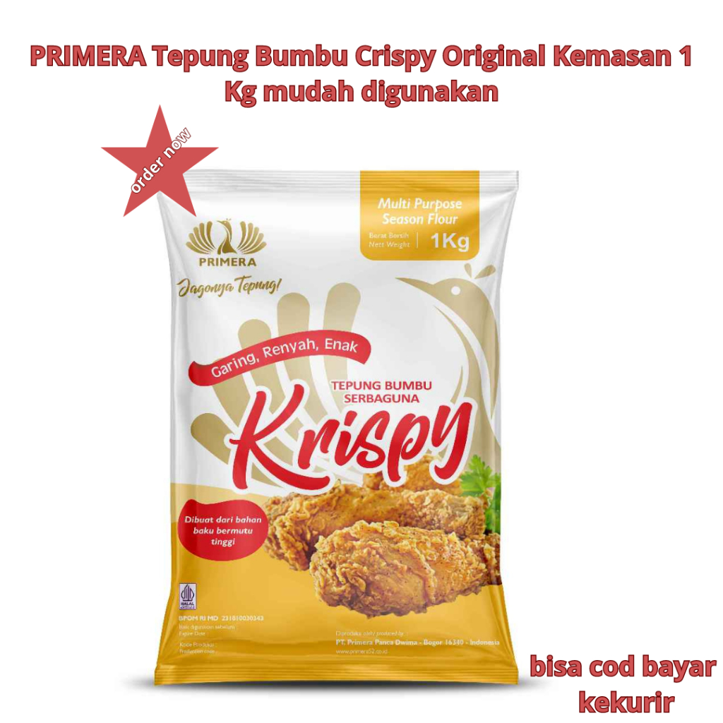 

PRIMERA Tepung Bumbu Crispy Original dan tepung bumbu crispy spicy pedas Kemasan 1 Kg instan tekstur renyah