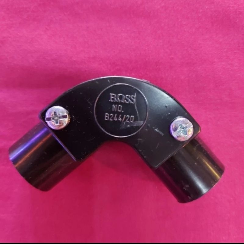 Keni pipa Boss 20mm L-bow / elbow hitam putih 20mm