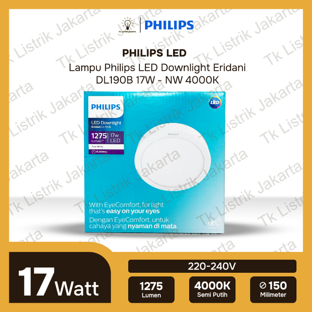 Lampu Philips Downlight Outbow Eridani Led12 17W Semi Putih