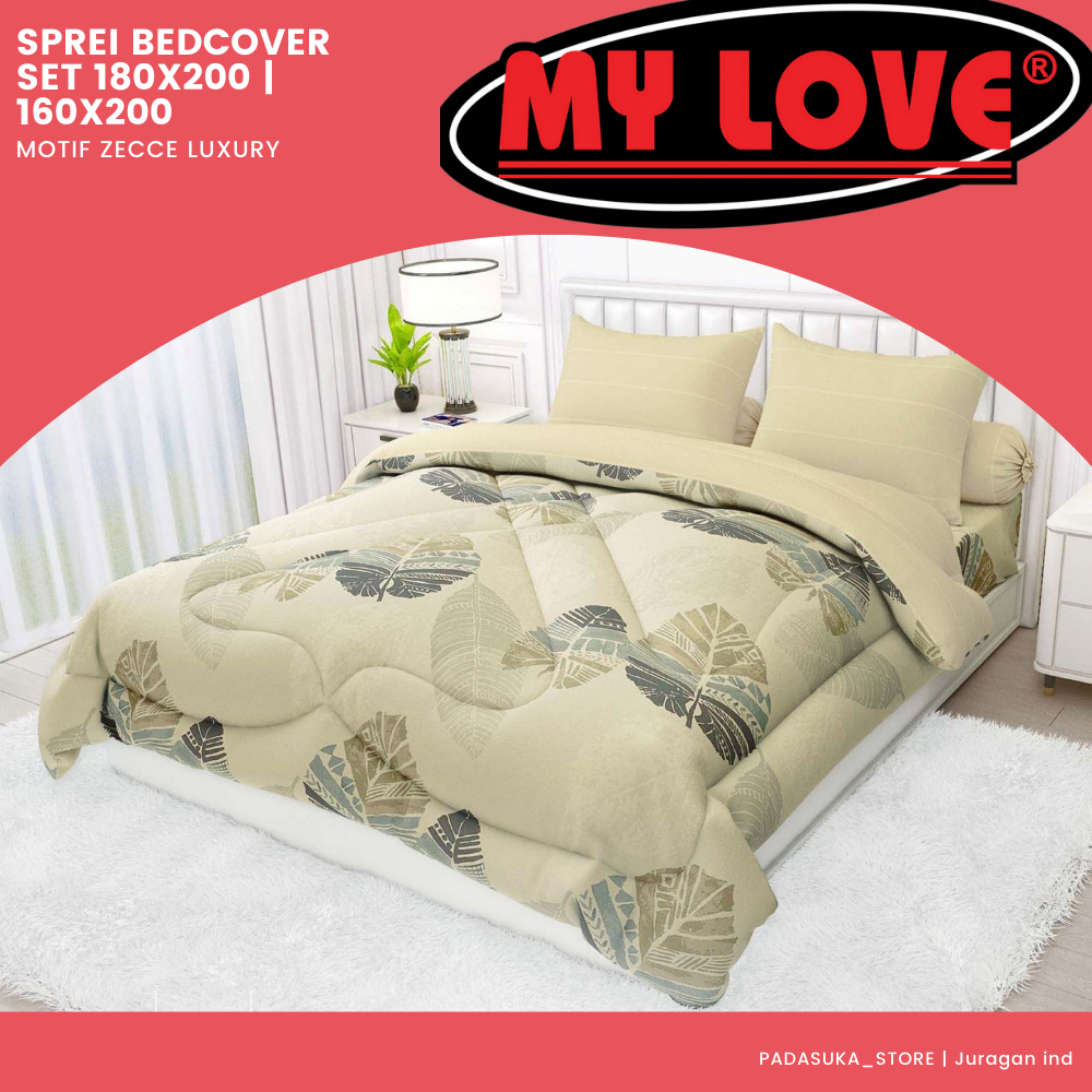 My Love Sprei Bed Cover set 180x200 | 160x200 | 200x200 | rumbai 50cm  bahan katun halus tebal nyama