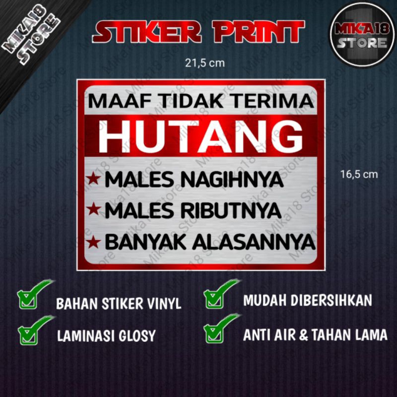 

STIKER TIDAK MENERIMA HUTANG