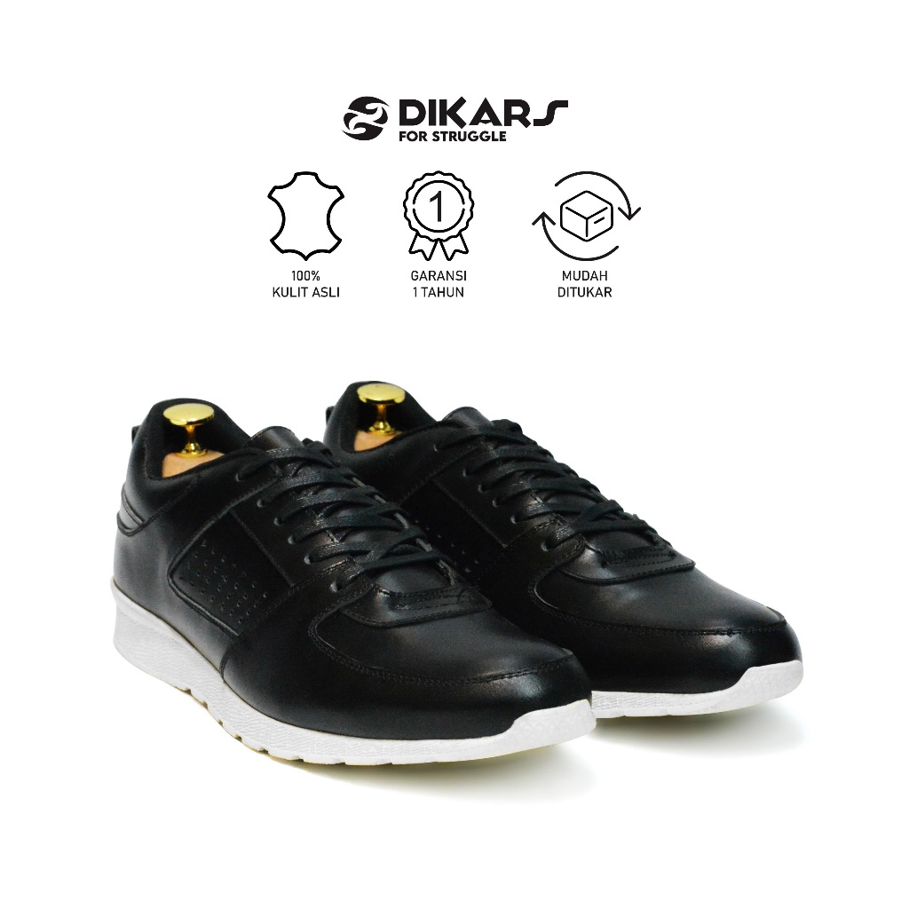 DIKARS - Ares Black Sneakers Pria Kulit Asli