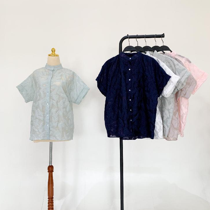 GROSIR LV625 (6PCS) - Blouse Wanita Lengan Pendek Korea Style - Kemeja Outer Wanita Bahan Premium