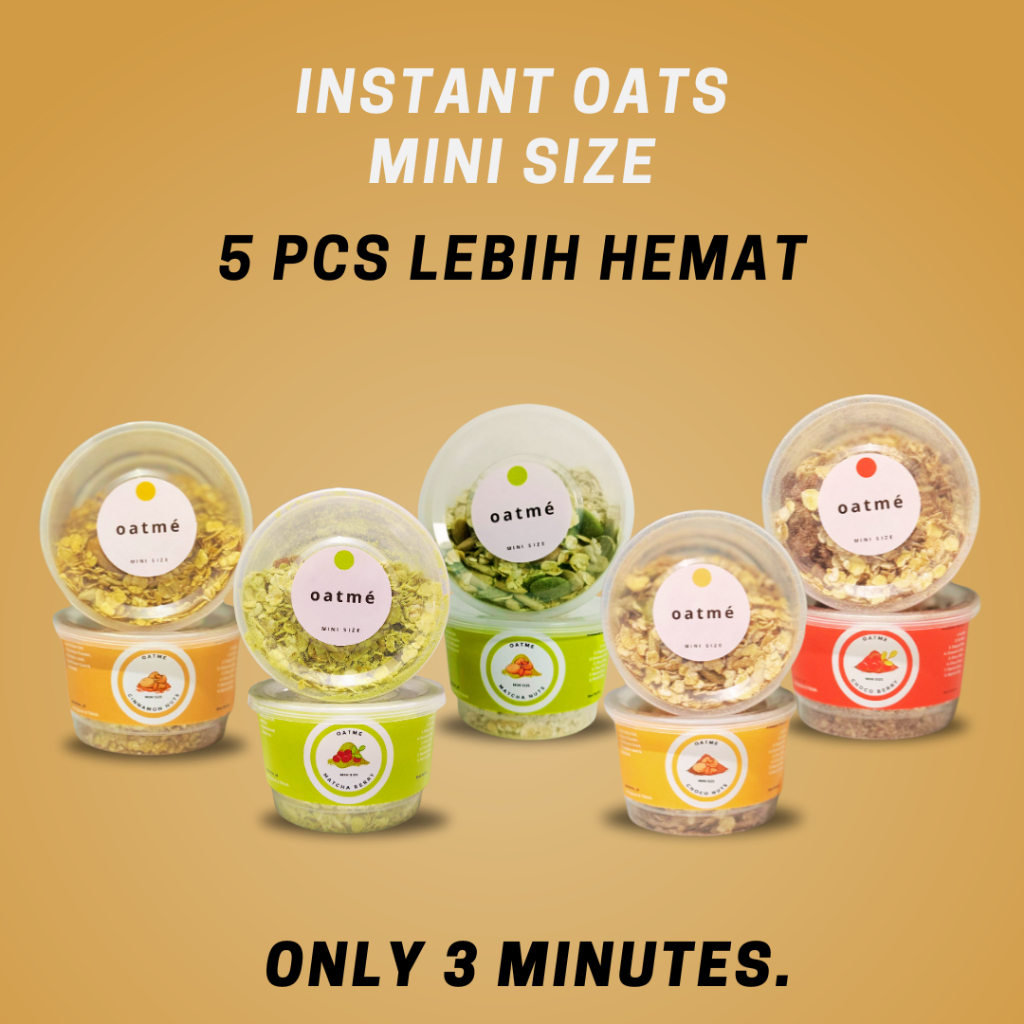 

5 PCS - Oatme Instant Sereal Oats Mini Size Choco Matcha Cinnamon Berry Nuts Snack sehat Cepat Tinggi Serat