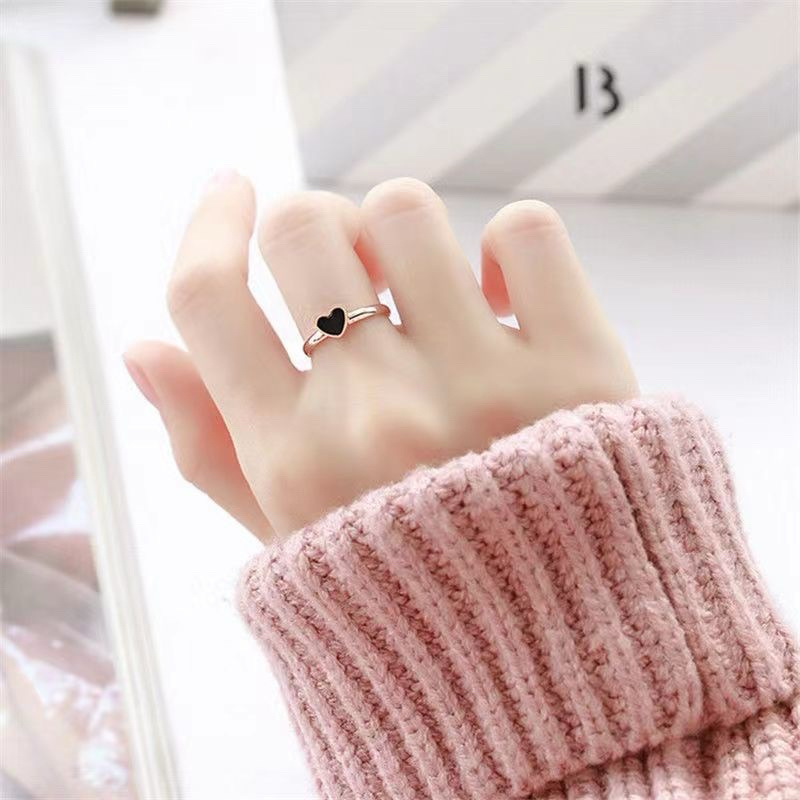 cincin titanium asli tipis korea love bintang hitam