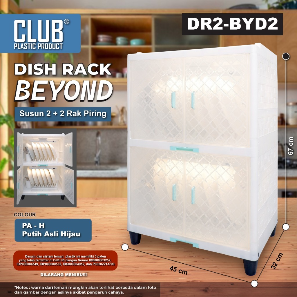 BEYOND DISH RACK - Rak Piring Susun 2 CLUB Plastik - Rak Piring Plastik bisa Dicopot Pasang