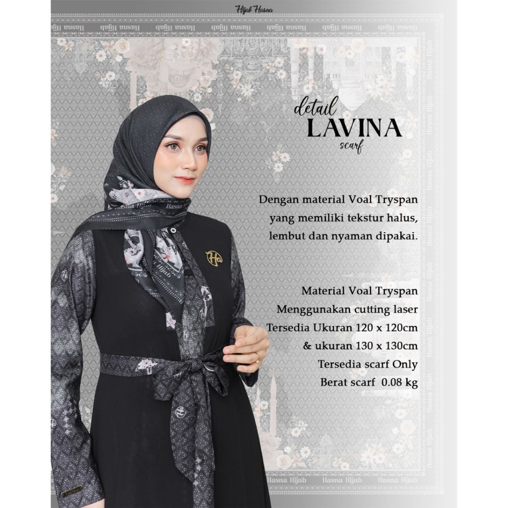 Scarf Hijab | Jilbab Motif | Kerudung Motif Segi Empat | Scarf Lavina | PACKING BOX