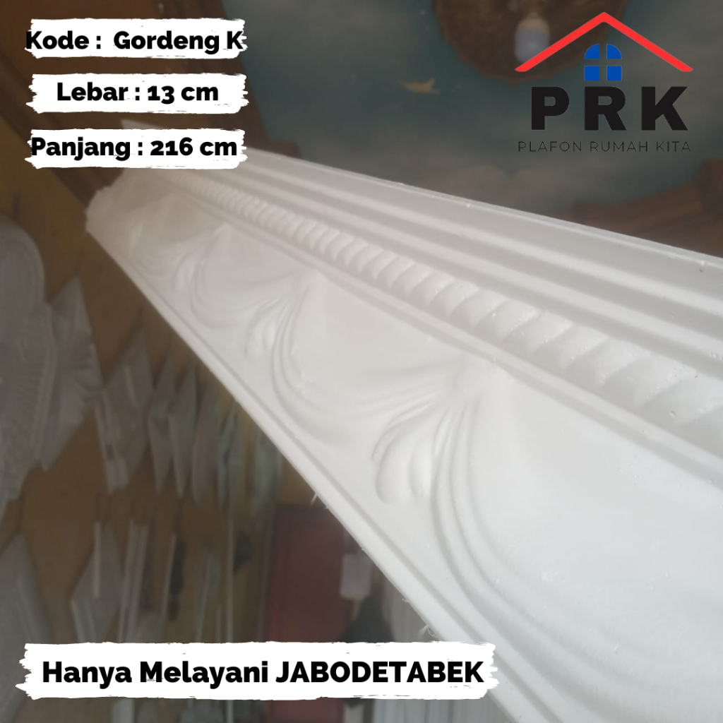 Lis List Gypsum Gipsum Motif Gorden Kecil lebar 13cm Plafon ornament dekoratif untuk Interior Plafon
