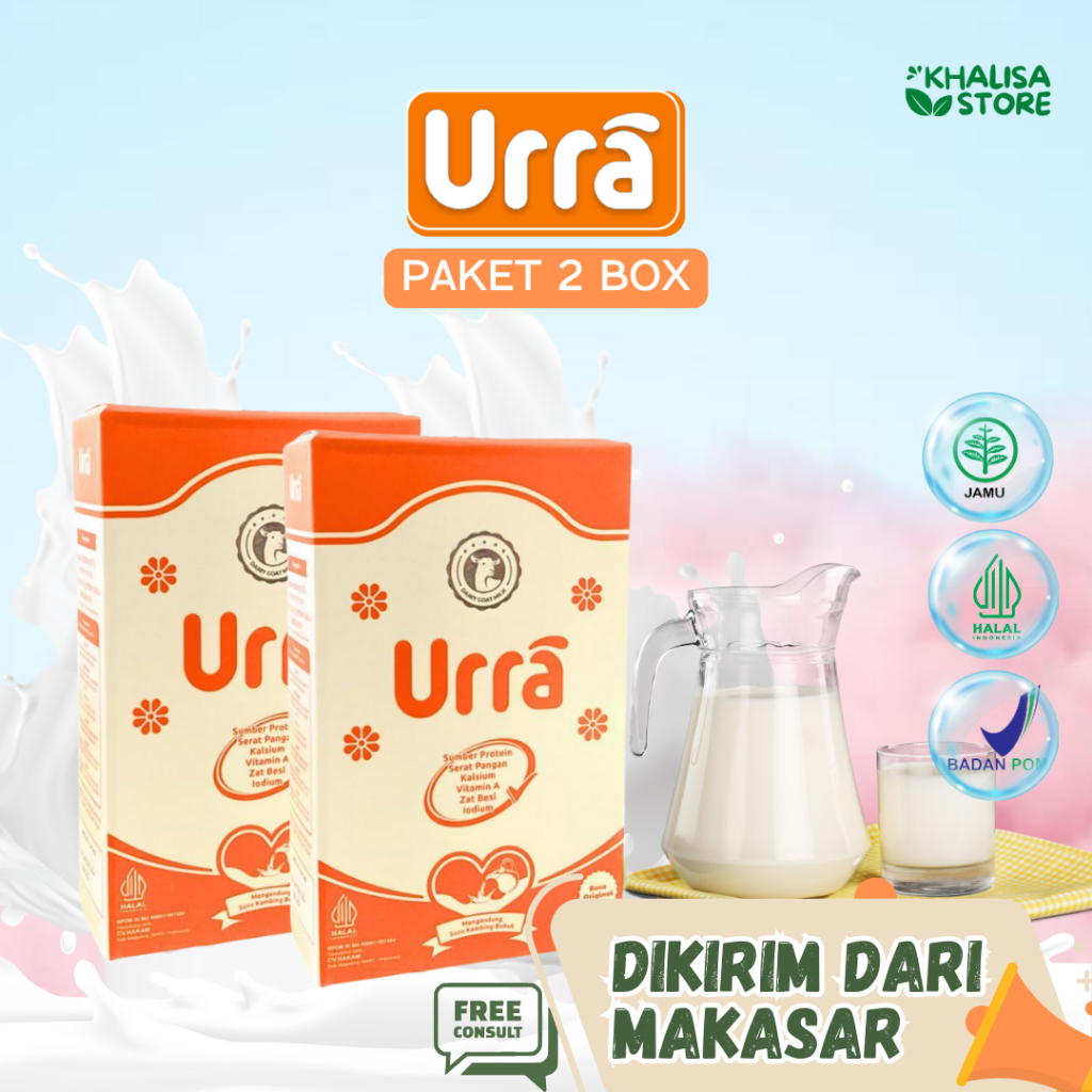 

URRA (Paket 2 BOX) - Susu Kambing Saneen Eropa 3X Lebih Ampuh Menambah Berat Badan, Tinggi Badan, dan Nafsu Makan, Membantu Pertumbuhan Tulang dan Gigi Anak 200 gram Halal BPOM 100% Original