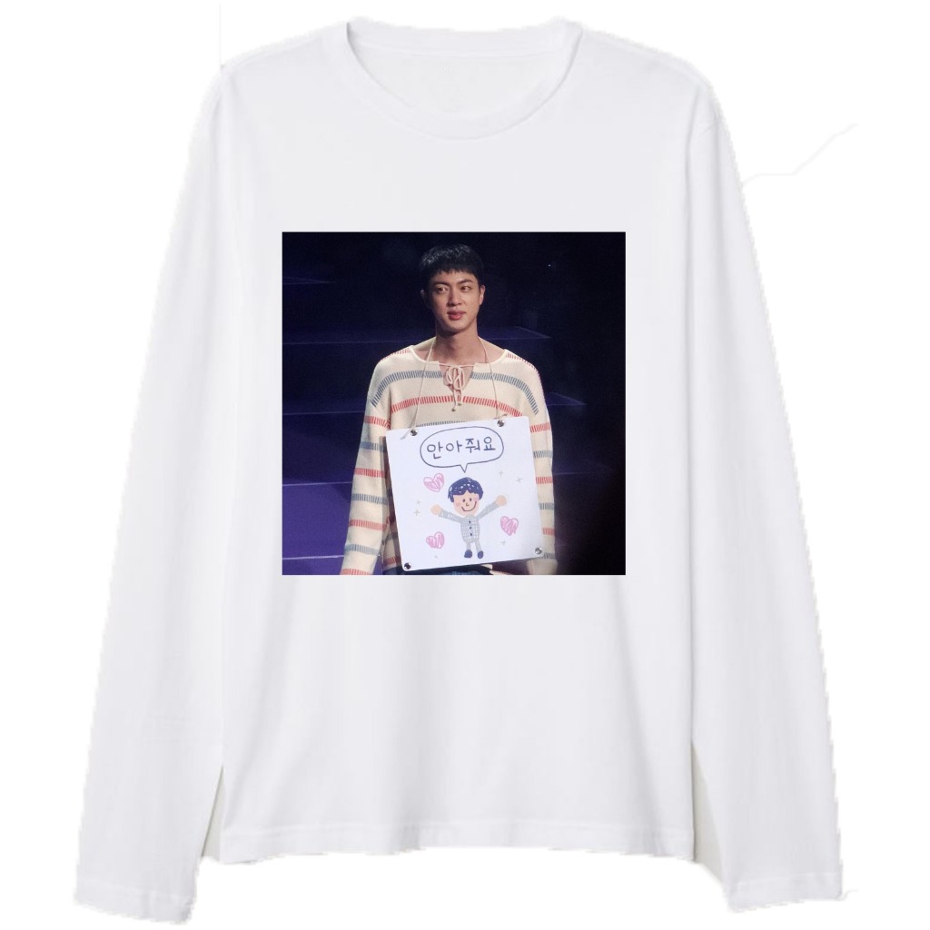 Kaos lengan panjang Bangtan Jin Foto Jin Peluk 1000 Foto sablon depan foto full free foto