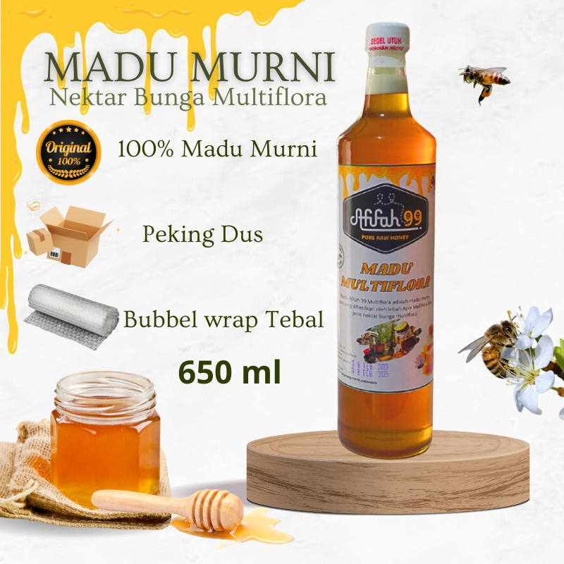 

Madu Murni Afifah 99 (650 ml) Madu Multiflora - Madu Randu - Madu Rambutan - Madu Asli - Raw Honey