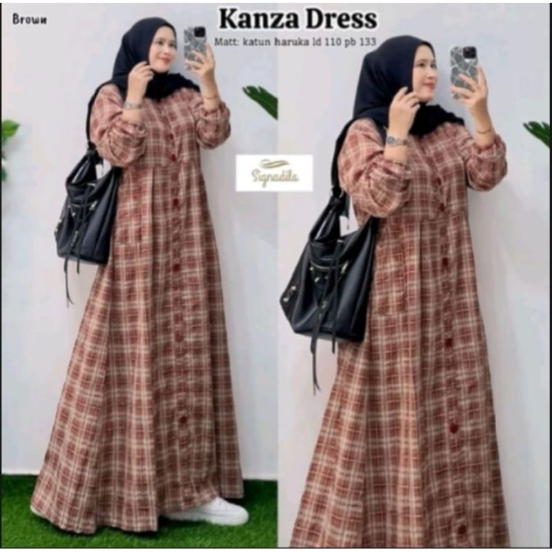 KANZA DRESS GAMIS MOTIP KOTAK gamis HARUKA BUSUI