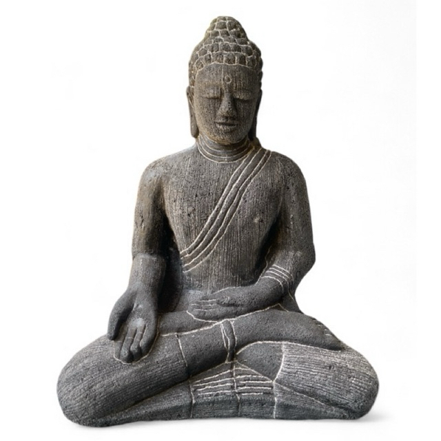 patung budha duduk patung batu tinggi 18cm