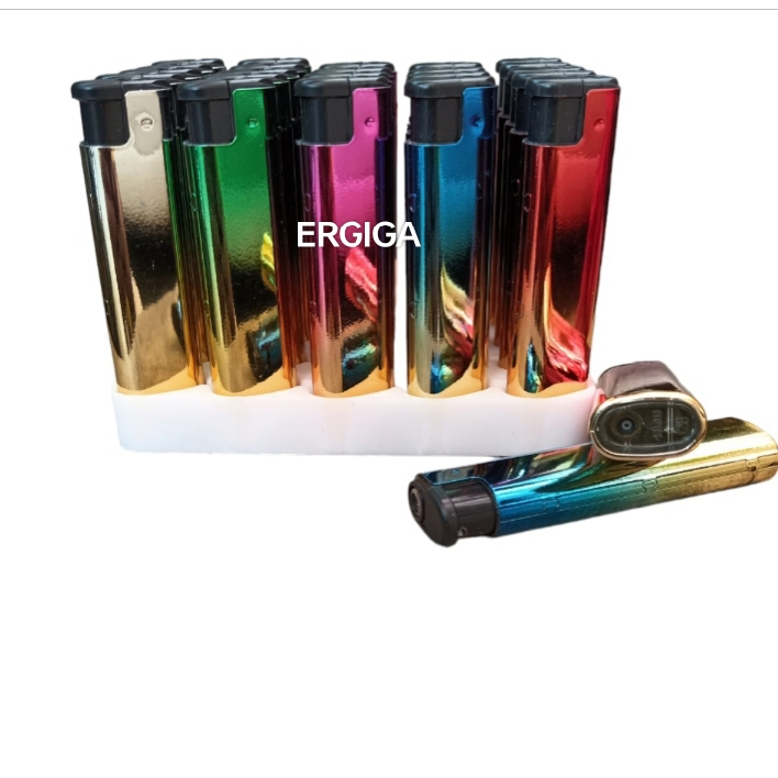 Korek Bara Slim K2  PELANGI bodi besi rainbow magnet bisa isi ulang murah bagus lucu imut mewah unik