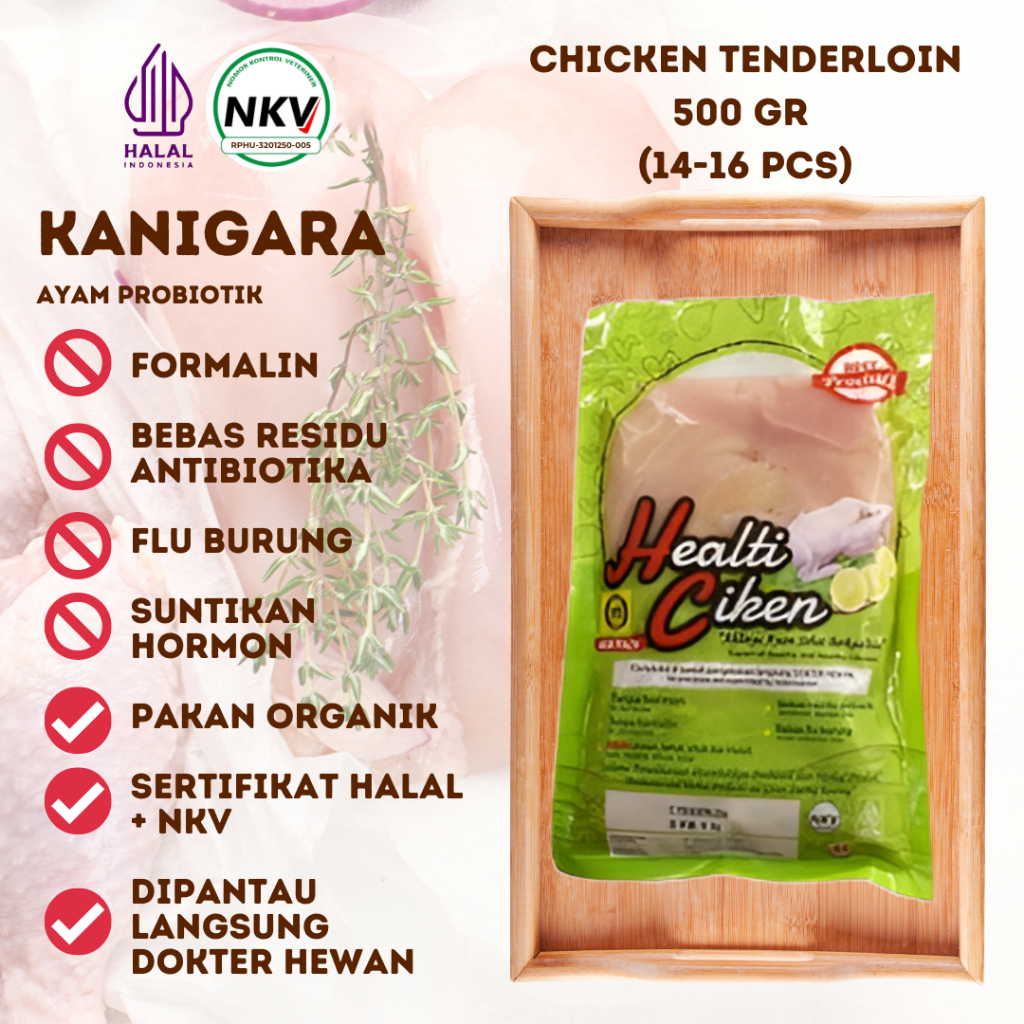 

HEALTI CIKEN HEALTHY CHICKEN DAGING AYAM SEHAT PROBIOTIK HAS DALAM CHICKEN TENDERLOIN HALAL NKV PROBIOTIK 400 GR SD 500 GR