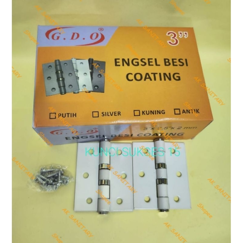 Engsel Besi Tebal Pintu Jendela Coating Putih 3" 4" inch GDO - 3" inch