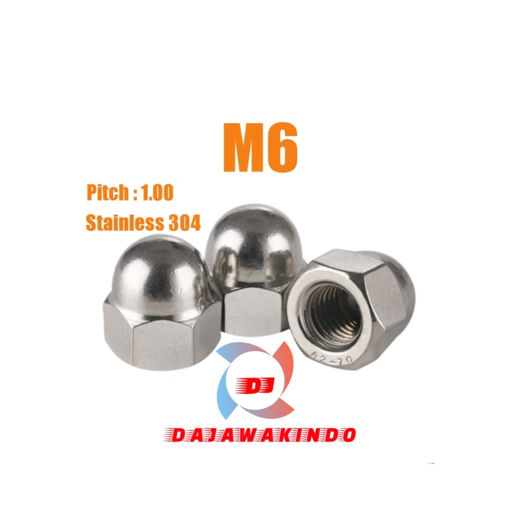 Mur Topi Stainless M6 / M6 Cap Nut Stainless 304