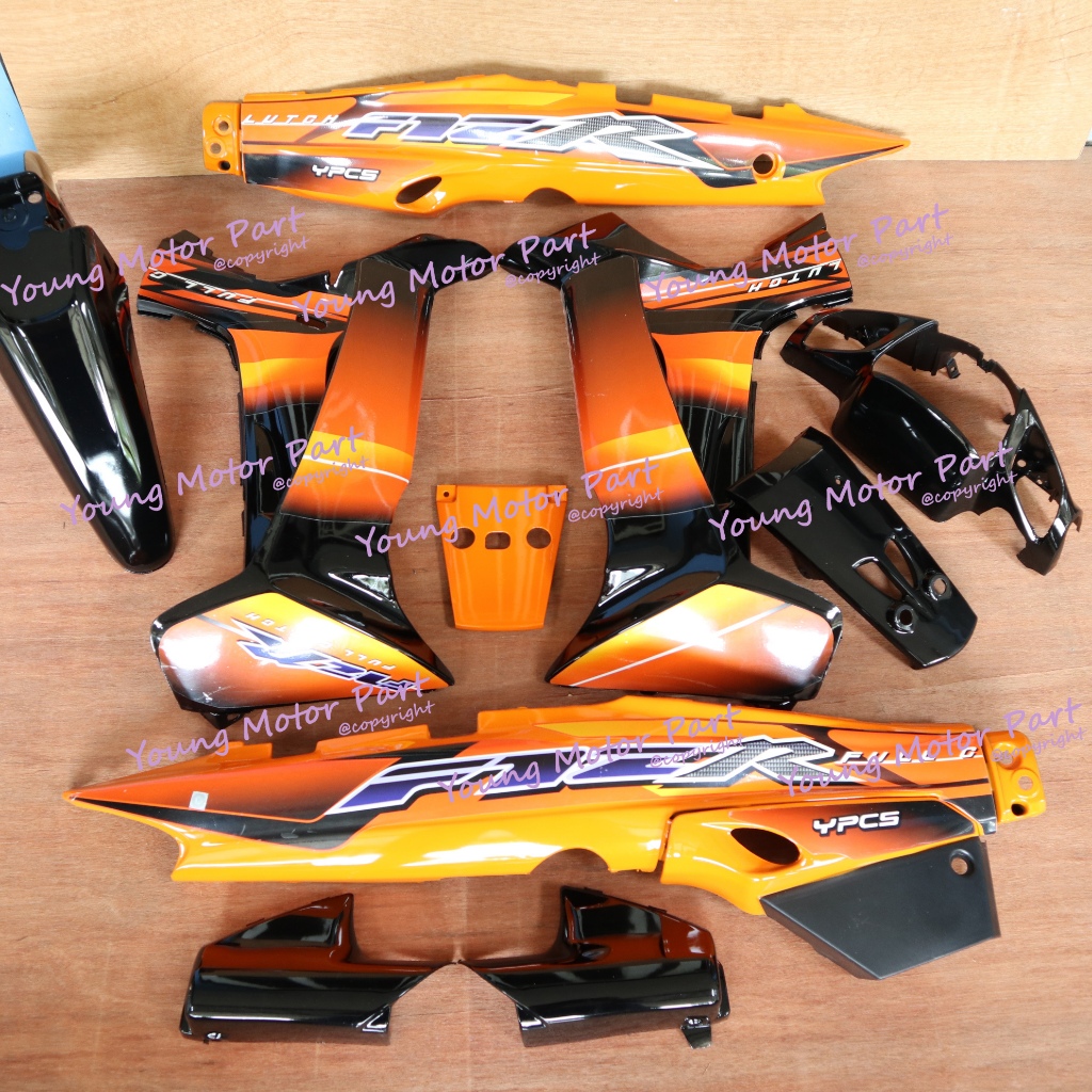 Cover Bodi Full Set Body Fizr Fiz R Full Clutch Orange Hitam