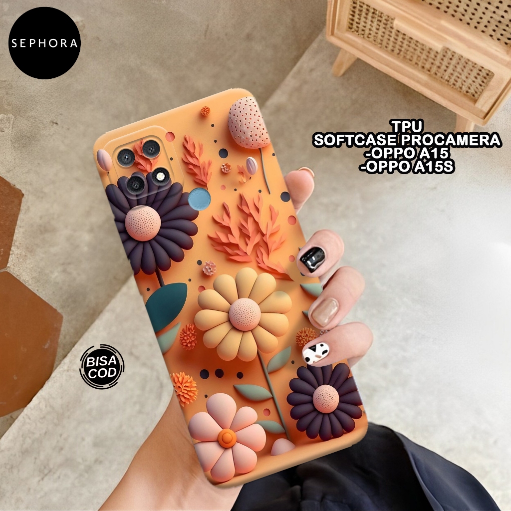 Case OPPO A15 / OPPO A15S Terbaru - Sephora - Fashion Case Bunga - Softcase OPPO A15 / OPPO A15S - C