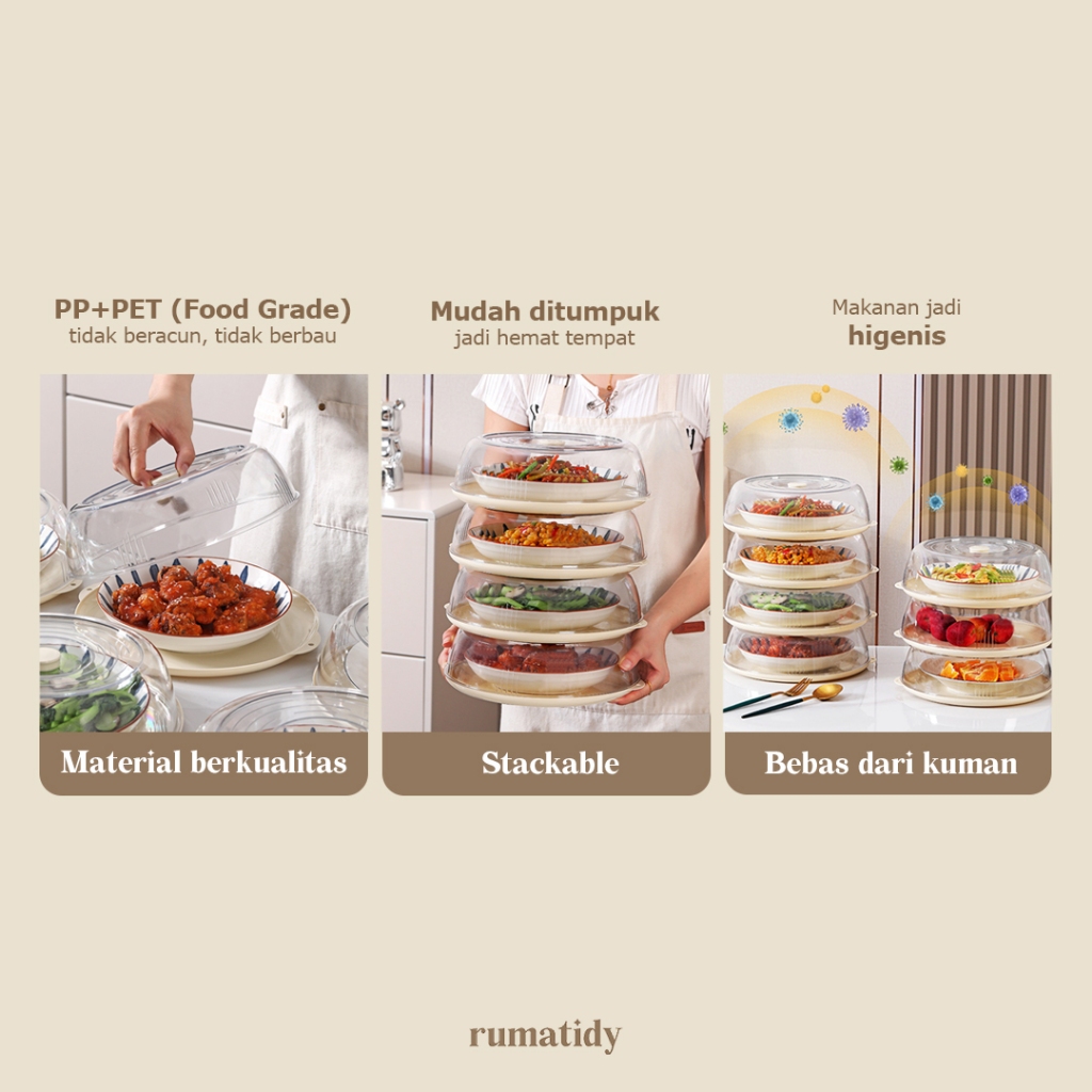 RUMATIDYLYORA Tudung Saji Susun Penutup Makanan Portable Rak Penyimpanan Makanan