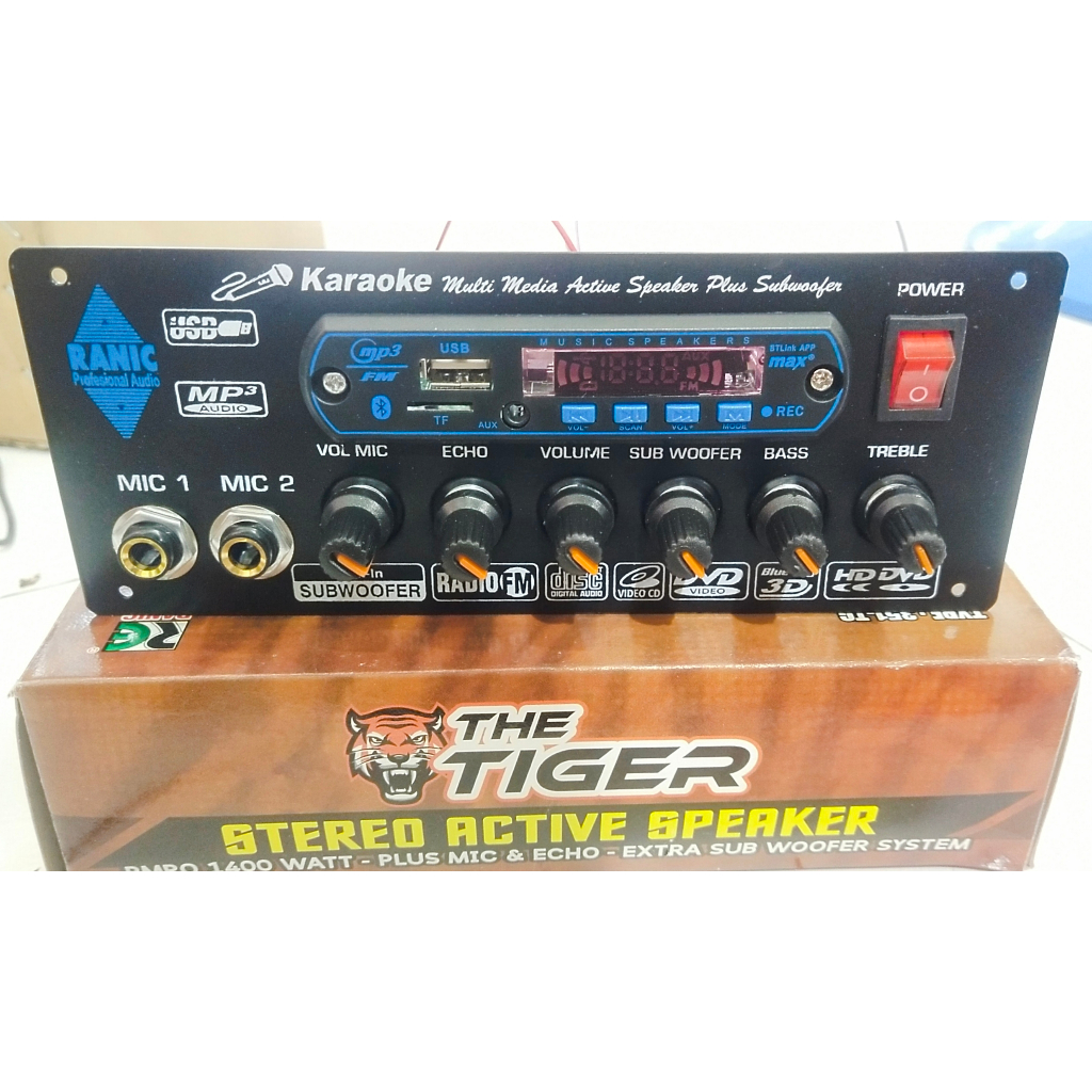 Kit Power Amplifier Stereo The Tiger Bluetooth MP3 Karaoke