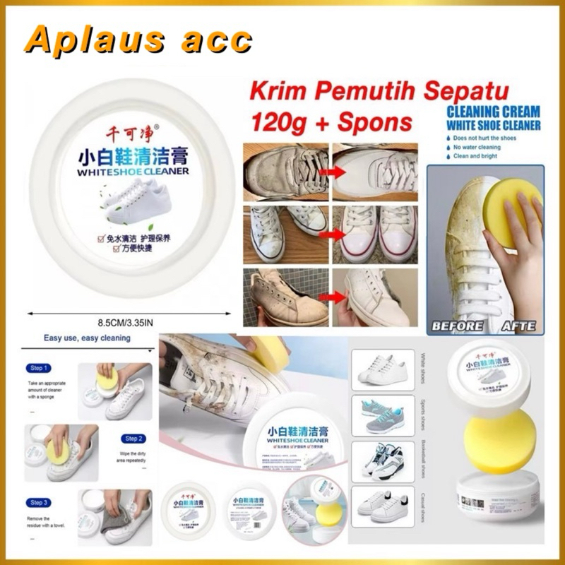 Krim Pemutih Sepatu 120G + Spons Cream Pembersih Sepatu White Shoes Cleaner